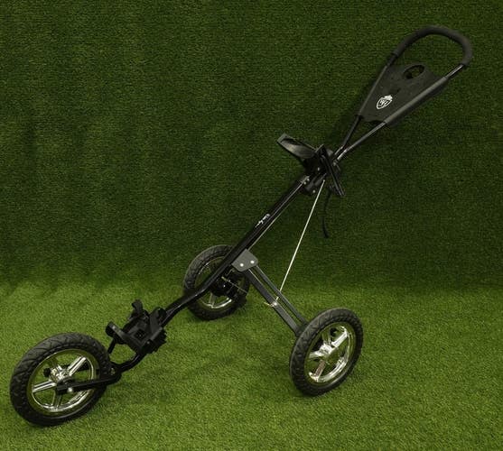 Walter Hagen Push Pull Cart 3 Wheel Golf Bag Pusher Collapsible Folding, Black