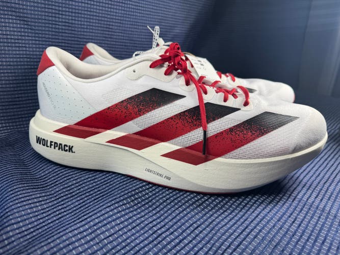 Adidas Adizero Evo SL NC State White Red Running Wolfpack JQ4571 Men's Size 17
