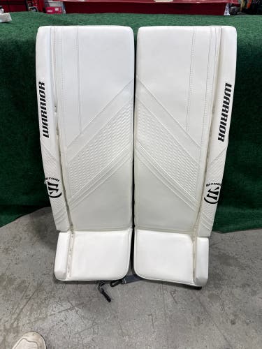 White Senior Warrior Ritual G6 Pro+ Goalie Leg Pads (New) | 34" + 1.5"