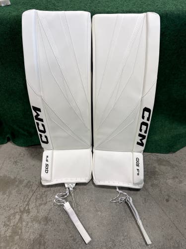 White Senior CCM Axis F9 Goalie Leg Pads (New) | 34"+1"
