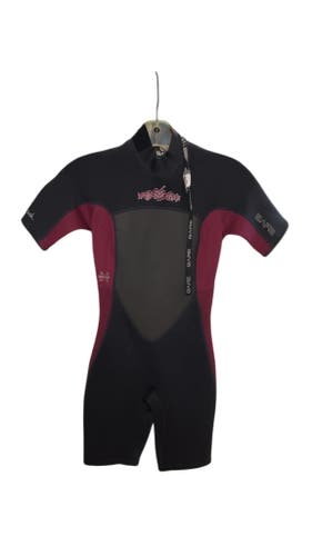BARE Shorty Wetsuit Hibiscus Graphic Black/Maroon Good Condition Size 6