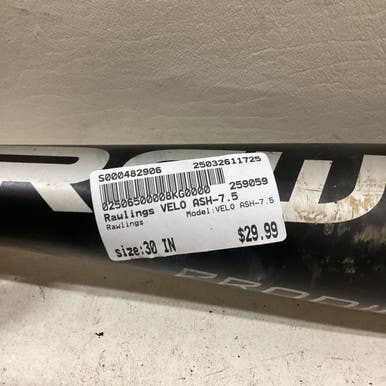 Used Rawlings Velo Ash-7.5 Bb Sb Wood Bat 30" 11725-s000482906