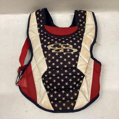 Used Boombah Red Wht Blue Catchers Chest Protector White Red Navy Intermed 11725-s000494783