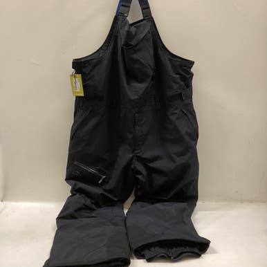 Used L.l. Bean Snow Bibs M Black And Royal Blue 3x 11725-s000495127