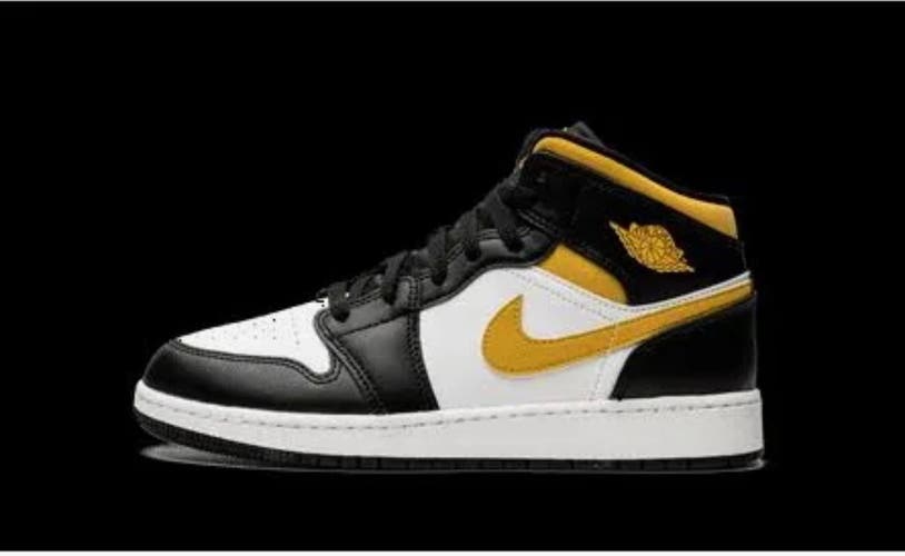 Nike Air Jordan 1 Mid White Pollen Black 554725-177 NEW No Box Size 5.5Y Shoes