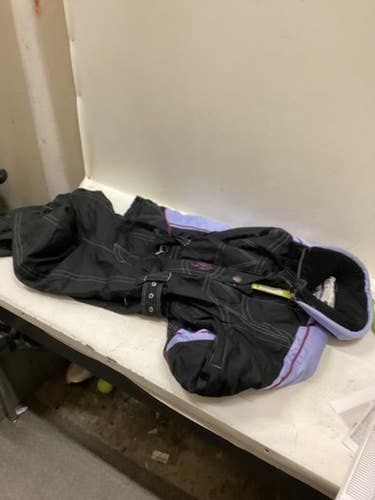 Used Spyder Picabo Sz 6 Snow Bibs W Black And Purple Md 11725-s000497332