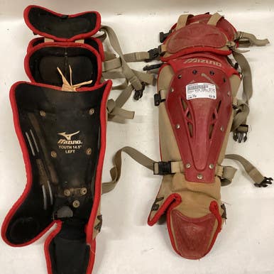 Used Mizuno Shing Guards Sz Yth Catchers Leg Guards Red Youth 11725-s000478475