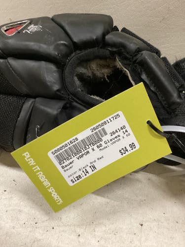 Used Bauer Vapor X 60 Senior Gloves Black And Red 14" 11725-s000501628