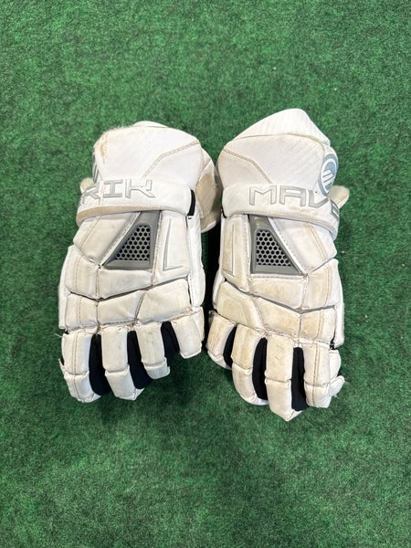 White Maverik M5 Lacrosse Gloves (Used) | Medium 12"