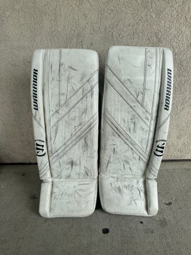 White 30" Intermediate Warrior Ritual G6 E+ Goalie Leg Pads (Used)