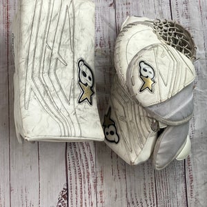 White Intermediate Brian's Iconik X Goalie Glove & Blocker Set Regular (Used)