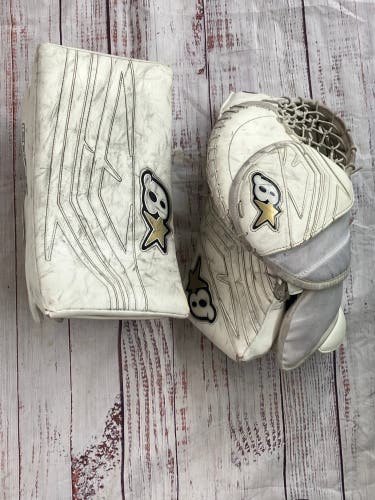White Intermediate Brian's Iconik X Goalie Glove & Blocker Set Regular (Used)