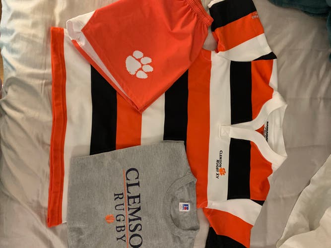 Clemson Team Issued Rugby Jersey Shorts and Tshirt (New)