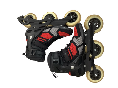 Used Rollerblade 110 3 Wheel Senior Rec Fitness Skates Black Senior 10.5 11613-s000175436