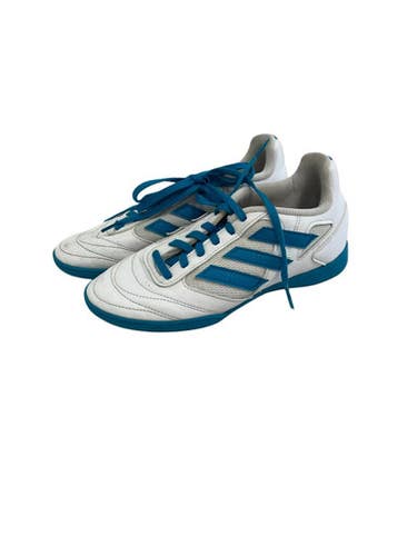 Used Adidas Sala Jr 4.5 Soccer Indoor Shoes White And Carolina Blue 11692-s000152111