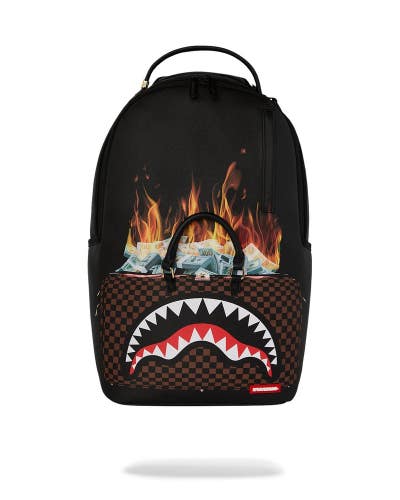 Sprayground Bag of Money on Fire Backpack Unisex Black Adjustable Straps SPR250