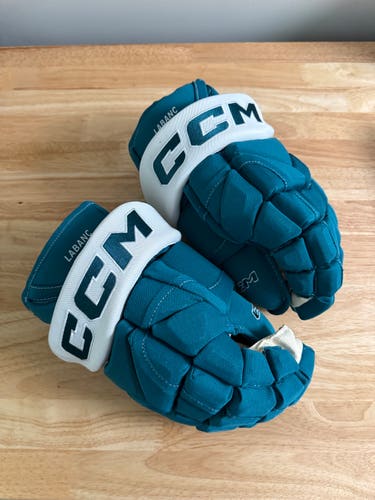 San Jose Sharks Labanc Teal Pro Stock Gloves NHL 14"