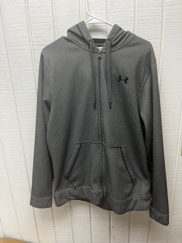 Under Armour Men’s Medium Full Zip Gray Hoodie Activewear Sweatshirt Casual