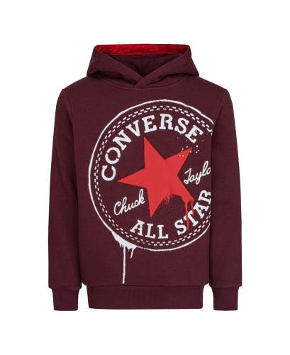 Converse Spray Hoodie Boys Red Graphic Print Cotton Long Sleeve Pullover GBO177