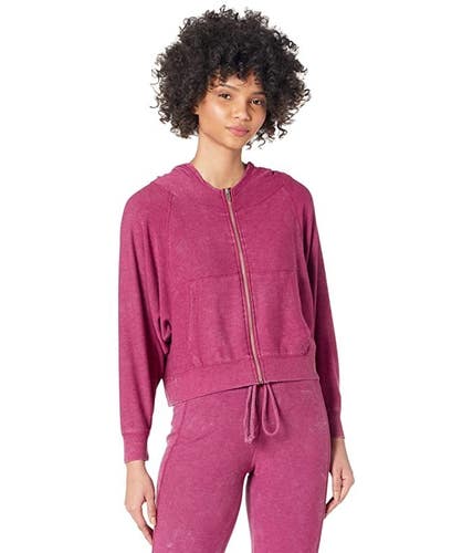 Chaser Batwing Hoodie Women's Small Pink Stretch Long Sleeve Full Zip GBO188