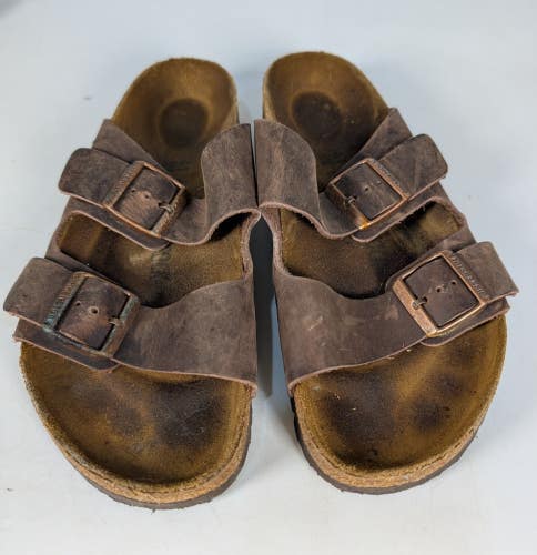 Birkenstock Arizona Saddle Brown Leather Sandals Shoes Women's Size: 41 / 10