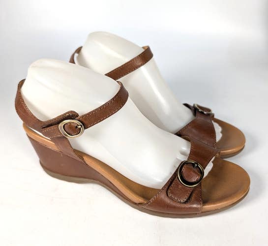 Dansko Arielle Wedge Sandals Tan Leather Women's Size: 40 / 9.5-10