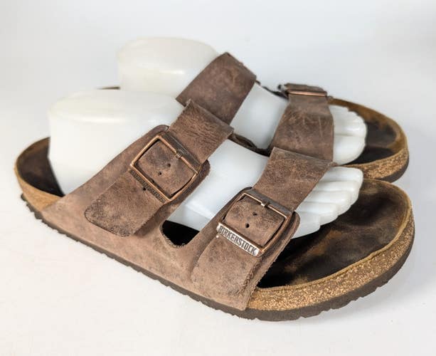 Birkenstock Arizona Saddle Brown Leather Sandals Shoes Men's Size: 44 / 11