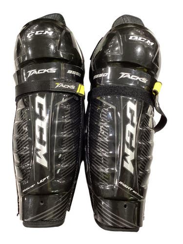 Used Ccm Tacks 9550 Junior Shin Guards Black And Yellow 12" 11347-s000270815
