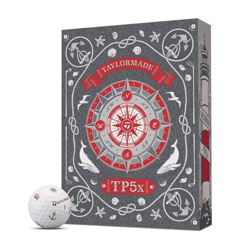 Taylor Made TP5x Pix Sailor's Point Golf Balls (White/Red, 12pk) 1dz 2026 NEW
