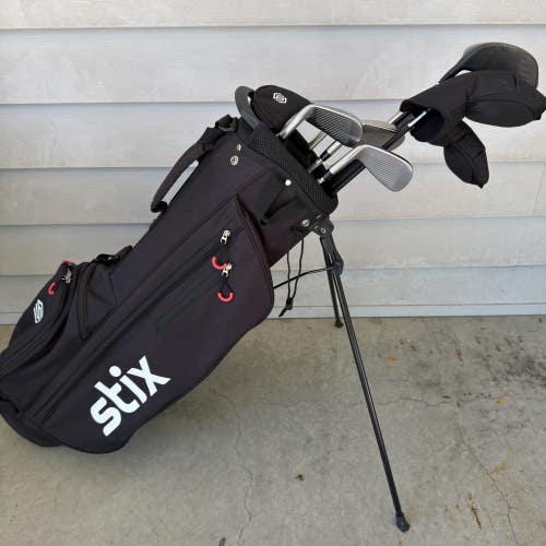 Stix Golf Set 10 Clubs Stand Bag Driver Wood Hybrid Irons Wedges Putter Regular