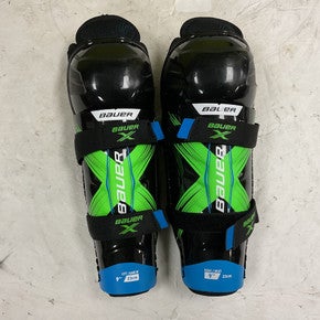 Used Bauer X Youth Shin Guards Black And Neon Green 9" 11855-s000205226