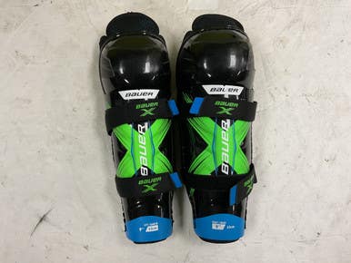 Used Bauer X Youth Shin Guards Black And Neon Green 9" 11855-s000205226