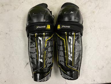 Used Ccm Tacks 9040 Junior Shin Guards Black And Yellow 11" 11855-s000205225