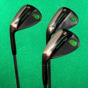 LH Bombtech Golf Black 52 Gap, 56 Sand & 60 Lob Wedges Stepped Steel SET OF 3
