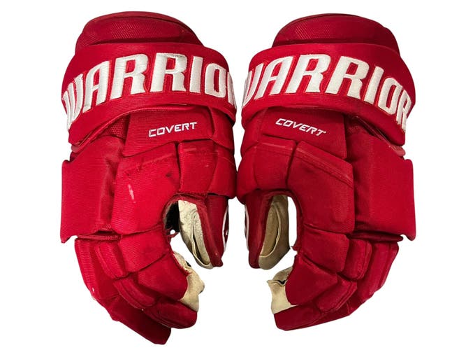 Warrior Covert Pro Allen Americans Pro Stock Hockey Gloves 14” Red (Used) 9027