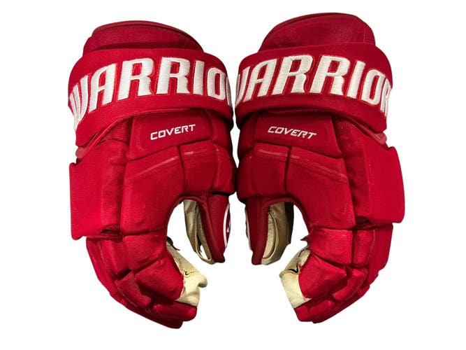 Warrior Covert Pro Allen Americans Pro Stock Hockey Gloves 14” Red (Used) 9076