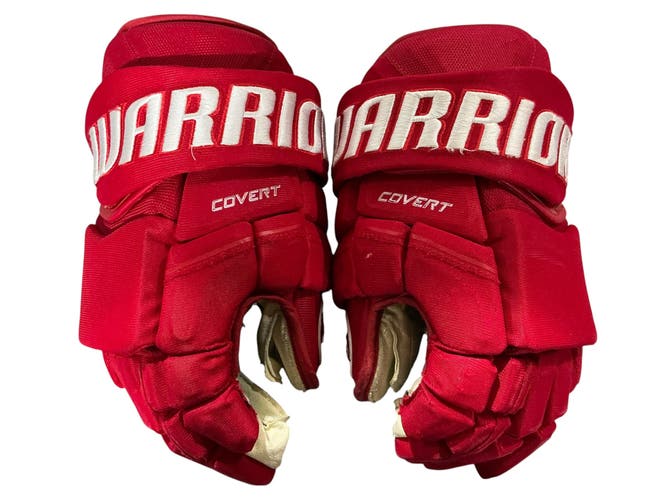 Warrior Covert Pro Allen Americans Pro Stock Hockey Gloves 14” Red (Used) 9011