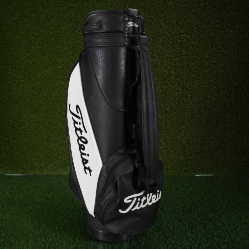 Classic Titleist Staff Style Golf Bag Black / White 8 Top 3 Way Divider ~ Nice!