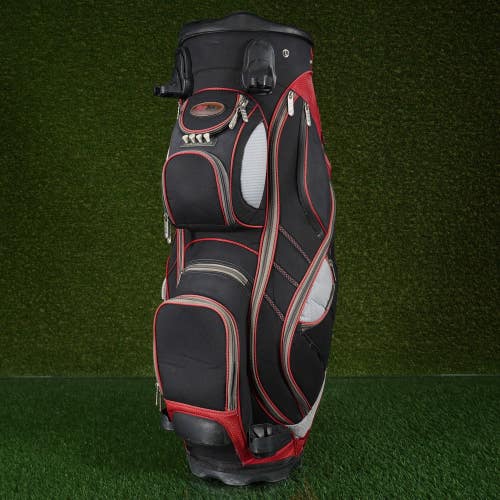 Bag Boy Revolver Cart Golf Bag Black / Red 14-Way Rotating Top + Rain Hood!