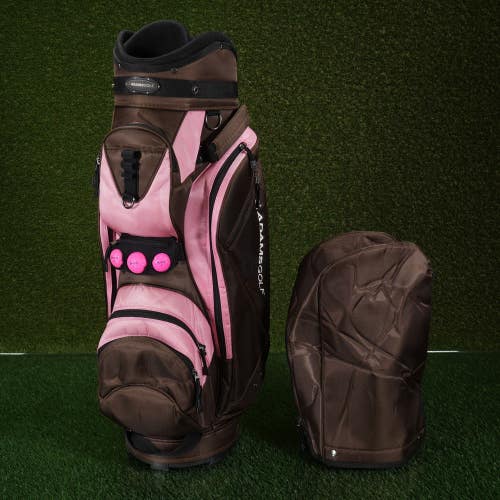 Adams Idea Cart Golf Bag Brown / Pink 6-Way Divider 8+ Pockets W/ Hood ~ READ!!