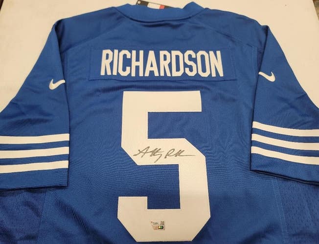 Indianapolis Colts ANTHONY RICHARDSON Signed Auto Football JERSEY BLUE COA