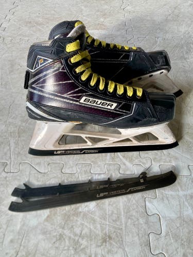 Bauer Supreme 1S Hockey Goalie Skates Extra Wide Width 8.5 EE (Used) Spare Runner Steel Set