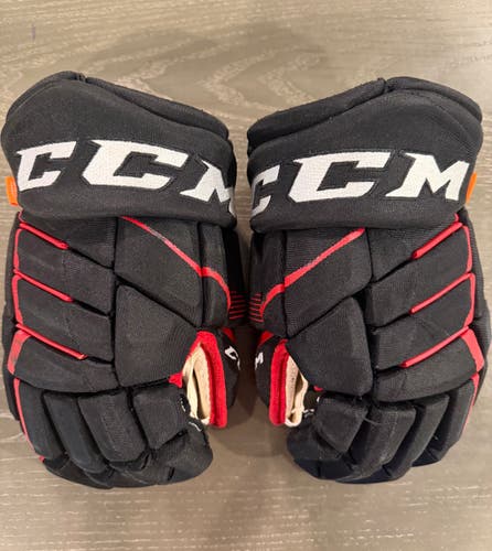 CCM JetSpeed FT1 Hockey Gloves Blackhawks Pro Stock 14” (Used) 3356