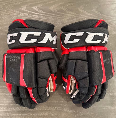 CCM HGCL Crazy Light Pro Stock Hockey Gloves Blackhawks 14” (Used) 3367