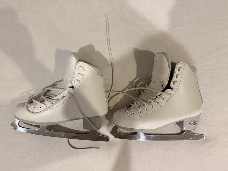 Riedell Ruby Women's Ice Figure Skate Set – Size 4 White | Sharpened & Ready to Skate
