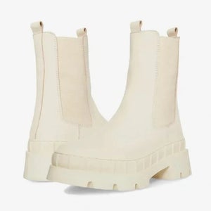 Steve Madden Barclay Boots Women's US 7.5 Bone Leather Lug Sole Chelsea JOBB1832