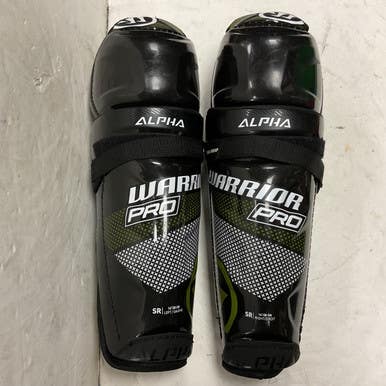 Used Warrior Aphpa Pro Senior Shin Guards Black And Green 14" 11855-s000205463