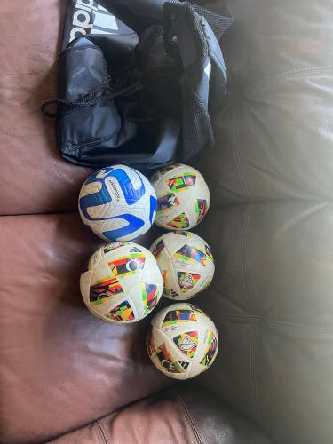 BUNDLE: One Adidas Stadium Ball Bag, Four MLS Game Replica Practice Balls (SIZE 4), One NikeAcademy
