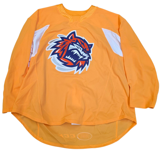 CCM Custom Pro Stock Hockey Practice Jersey Sound Tigers AHL Yellow 60 Used (15817)