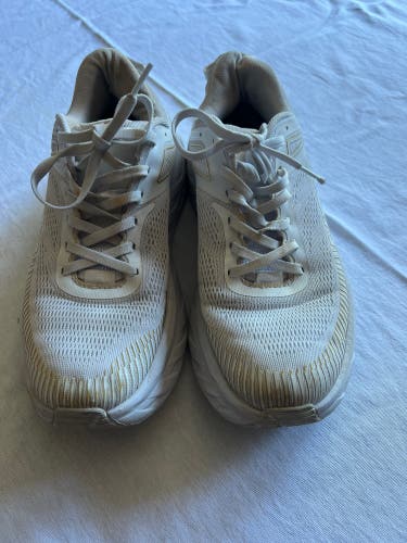 White Women's Size M 8.5 (W 9.5) Adult Hoka Bondi 7 Shoes (Used)
